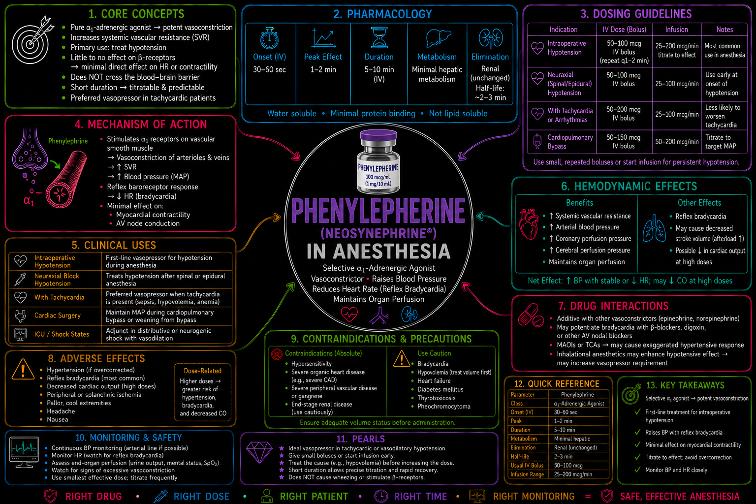 Phenylephrine – Anesthesia Mind Map