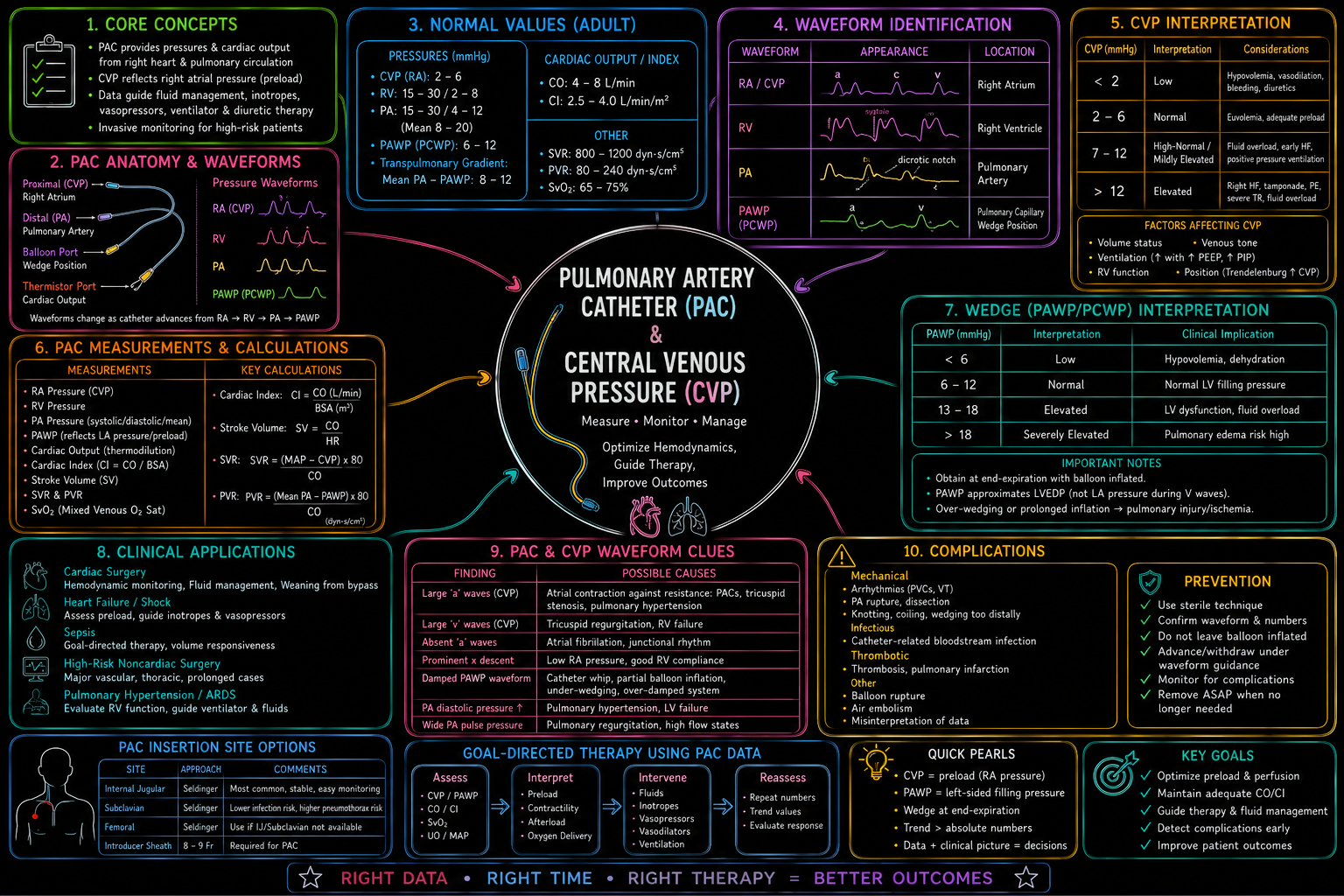 PA Catheter  CVP – Anesthesia Mind Map