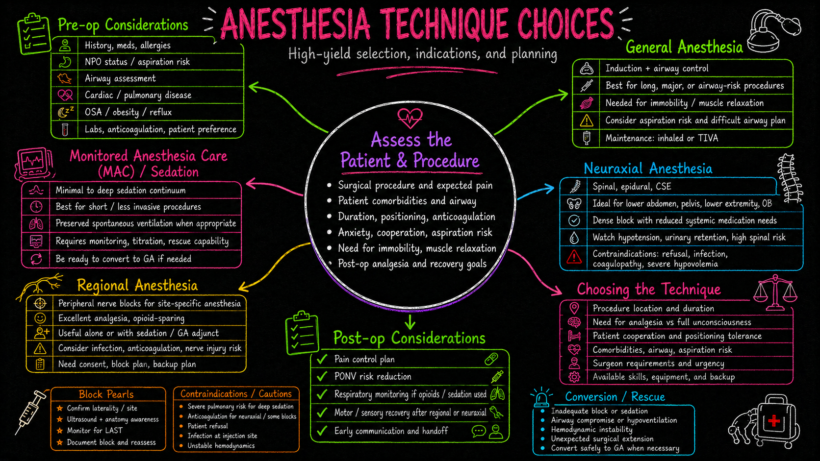 Anesthesia Technique Choices – Anesthesia Mind Map