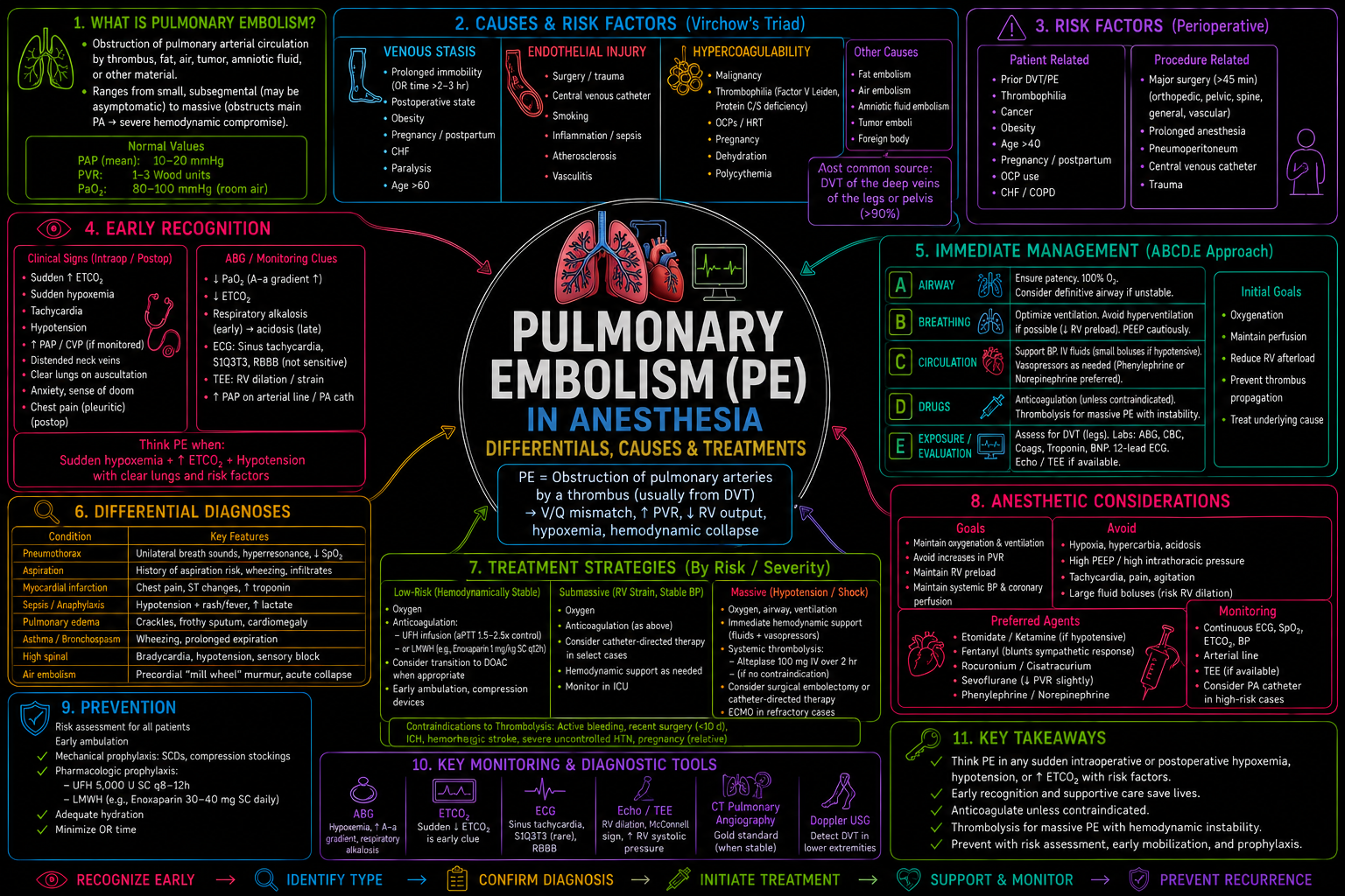 Pulmonary Embolism – Anesthesia Mind Map