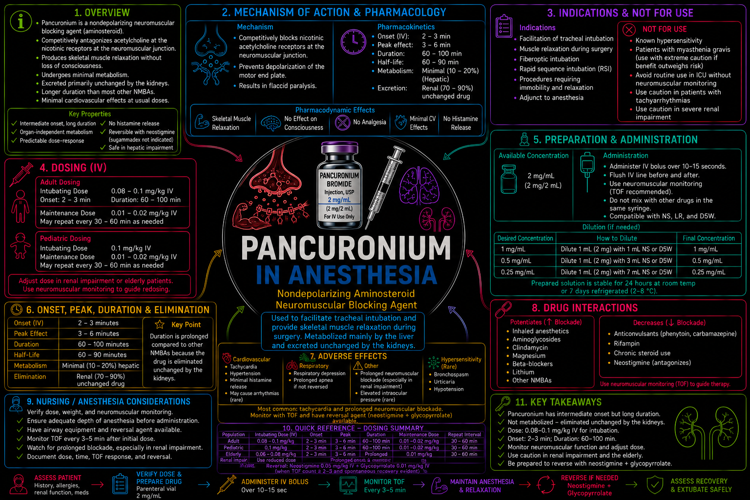 Pancuronium – Anesthesia Mind Map