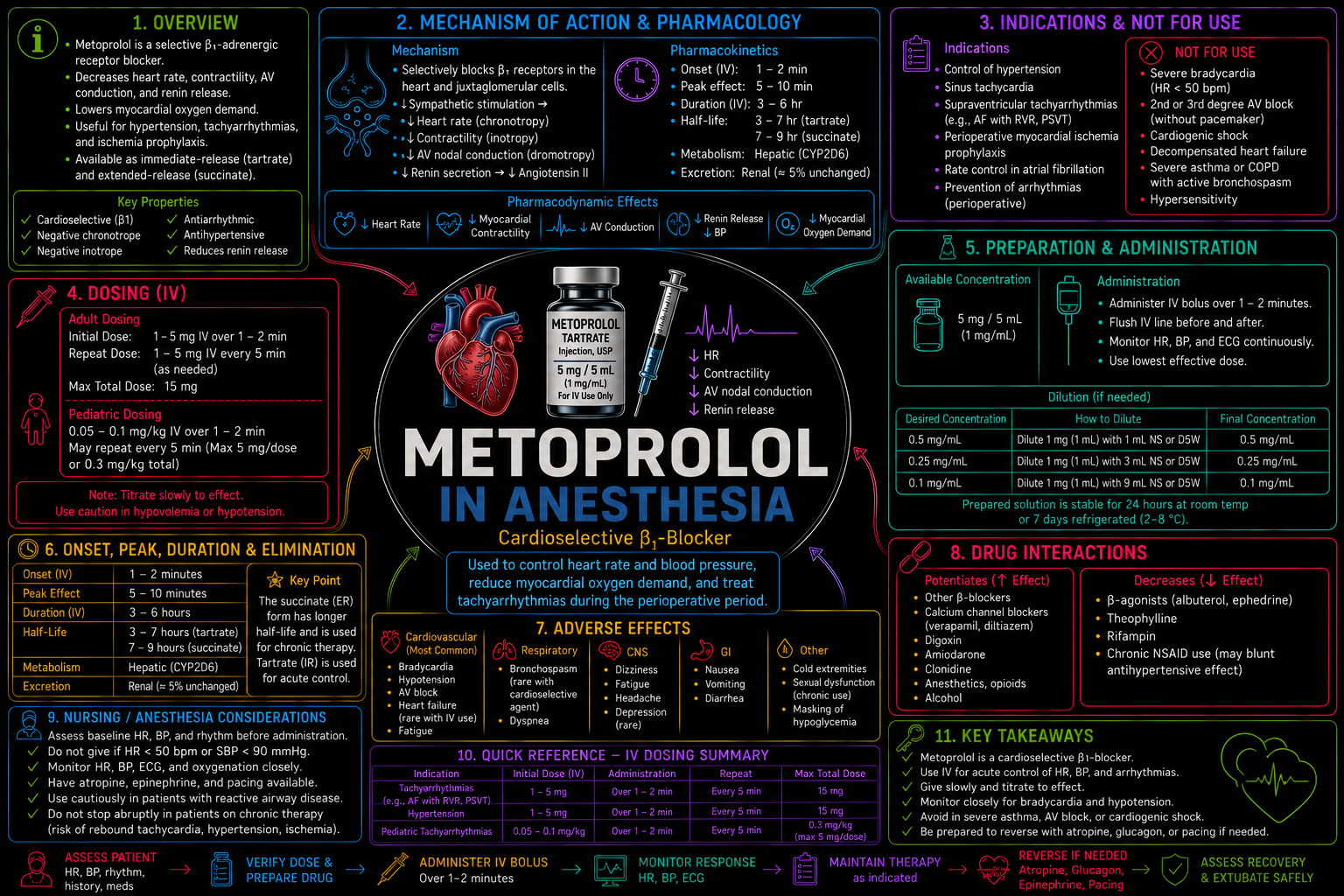 Metoprolol – Anesthesia Mind Map