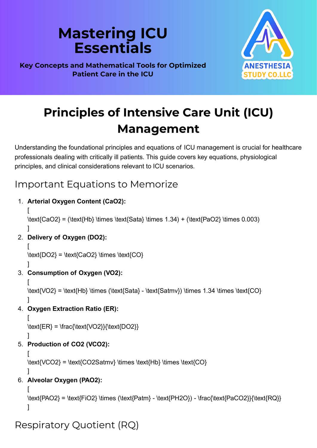 Principles of Intensive Care Unit (ICU) Management
