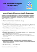 Pharmacokinetics of Anesthetic Drugs
