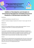 Addition of Neostigmine and Atropine to Conventional Management of Postdural Puncture Headache A Randomized Controlled Trial