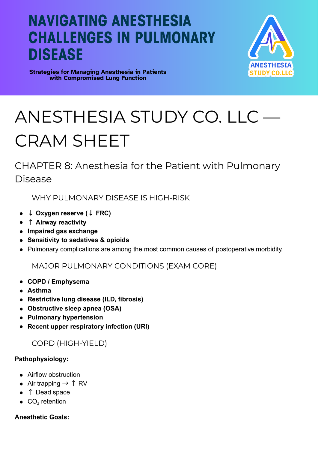NAVIGATING ANESTHESIA CHALLENGES IN PULMONARY DISEASE