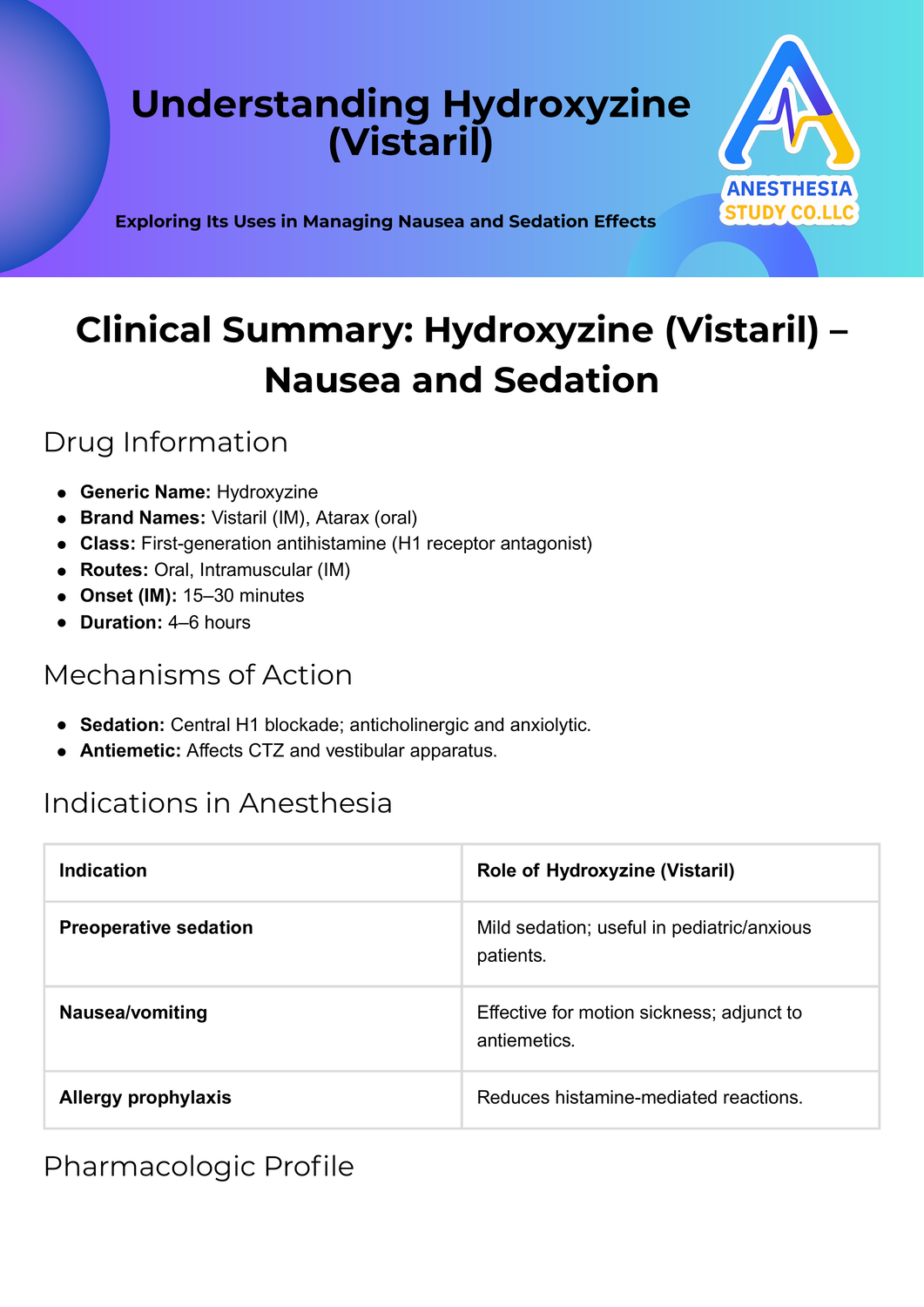 Understanding Hydroxyzine (Vistaril)