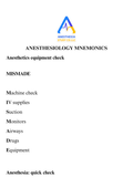 ANESTHESIOLOGY MNEMONICS