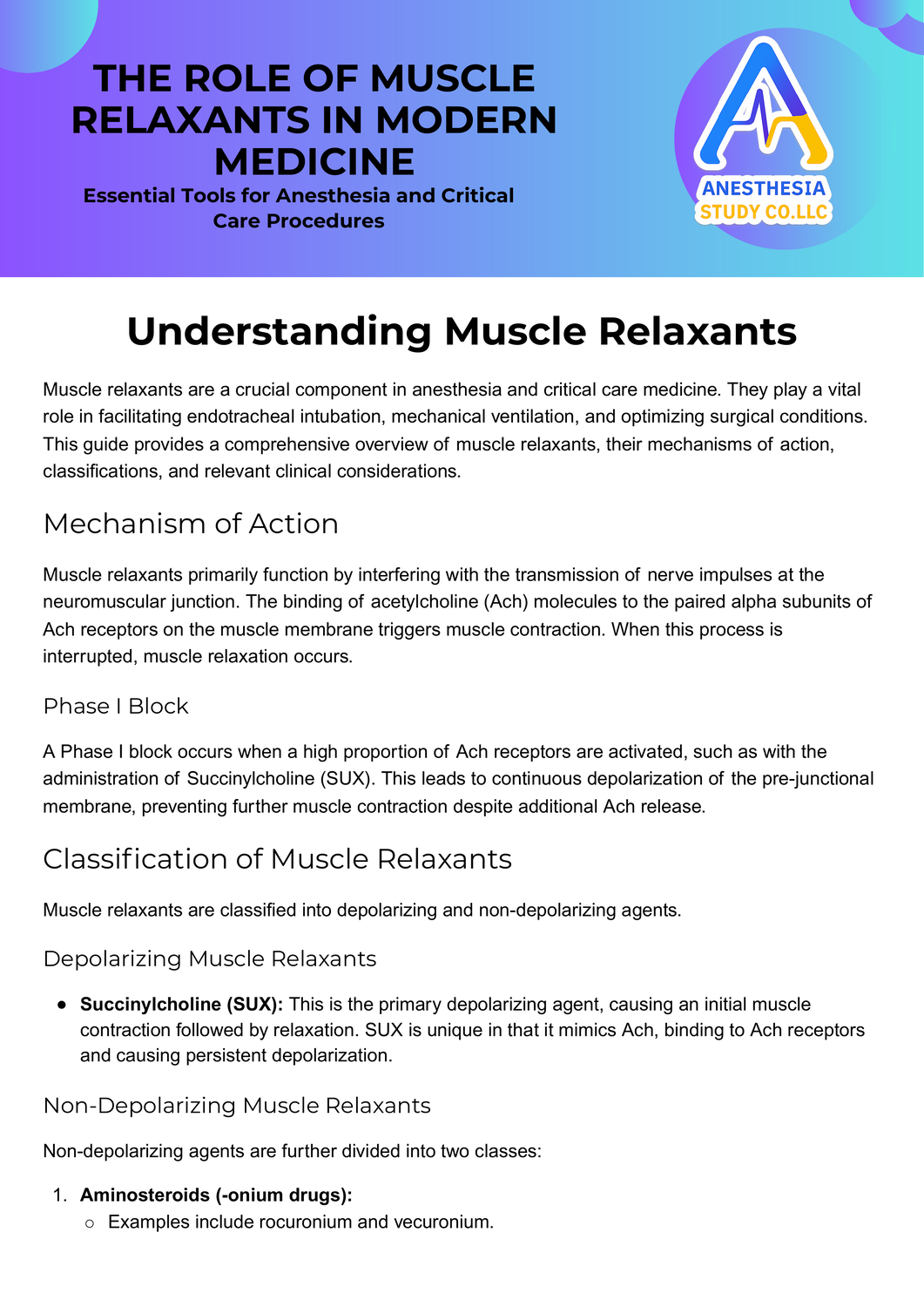 ROLE OF MUSCLE RELAXANTS IN MODERN MEDICINE