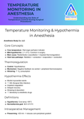 TEMPERATURE MONITORING IN ANESTHESIA