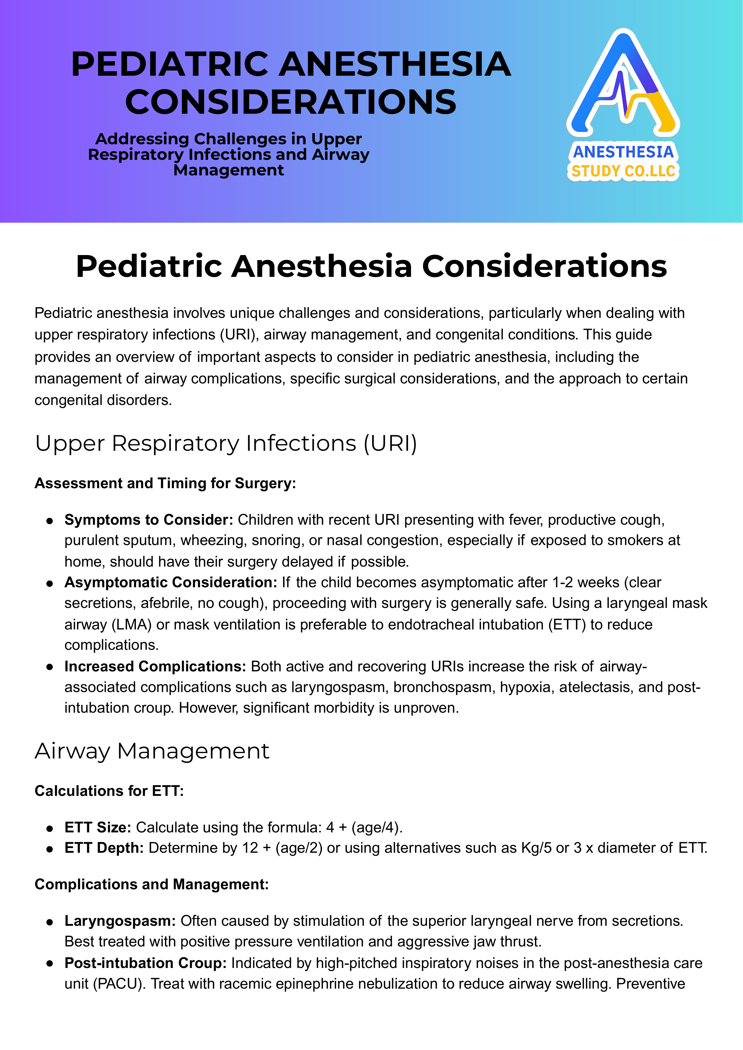 Pediatric Anessthesia Bundle