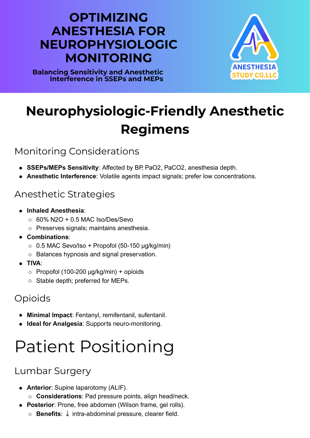 Optimizing Anesthesia for Neurophysiologic Monitoring