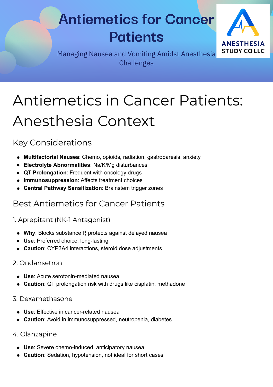 Antiemetics for Cancer Patients: Anesthesia Context