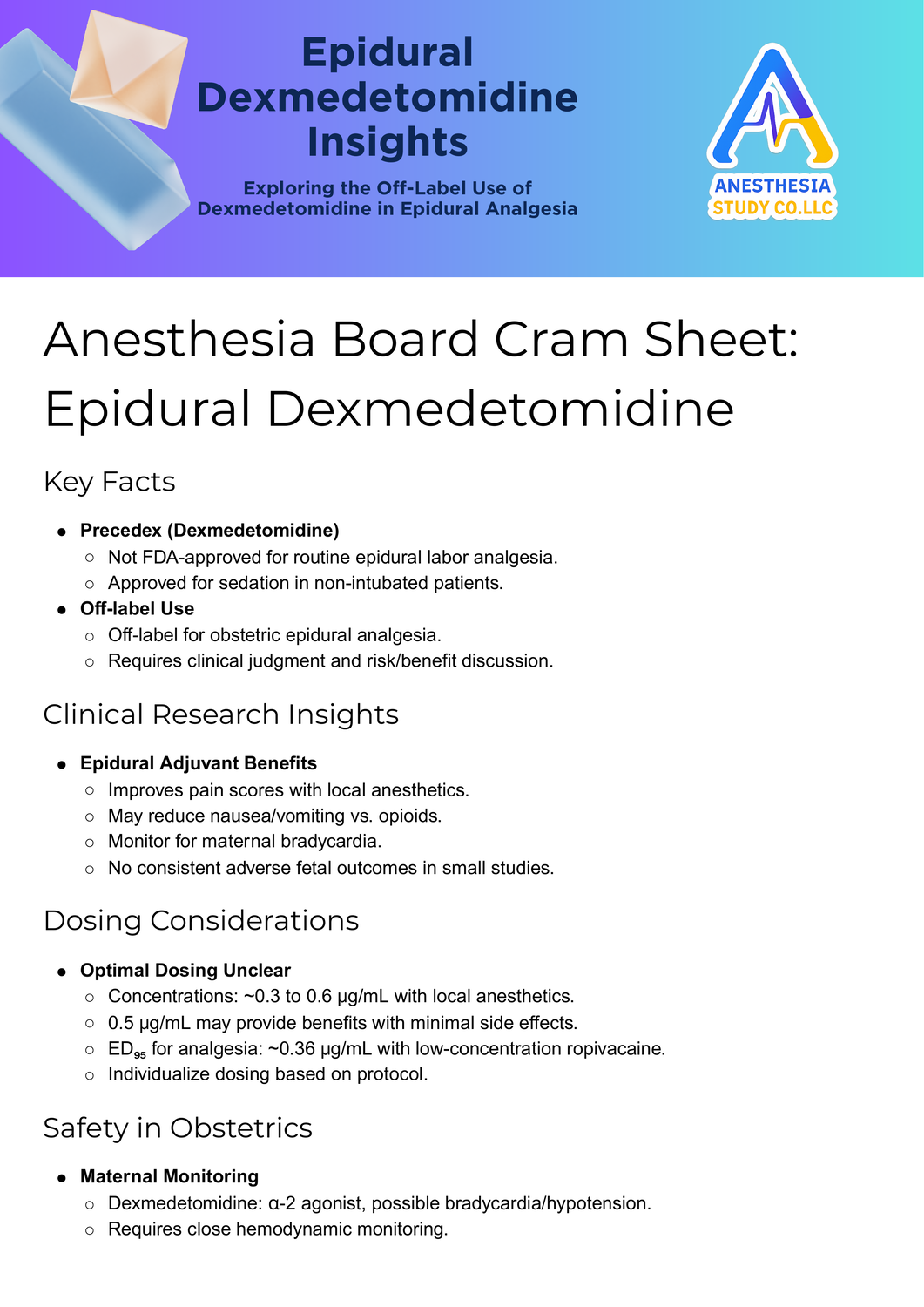 Epidural Dexmedetomidine Insights