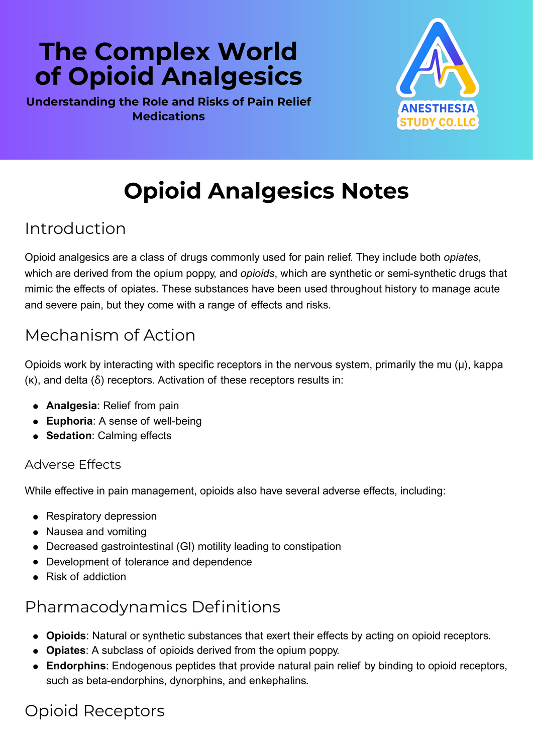 Opioid / Analgesics Study Notes