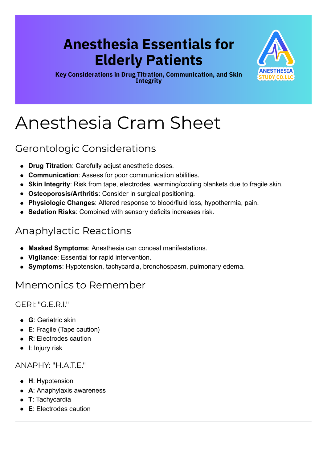 Anesthesia Essentials for Elderly Patients