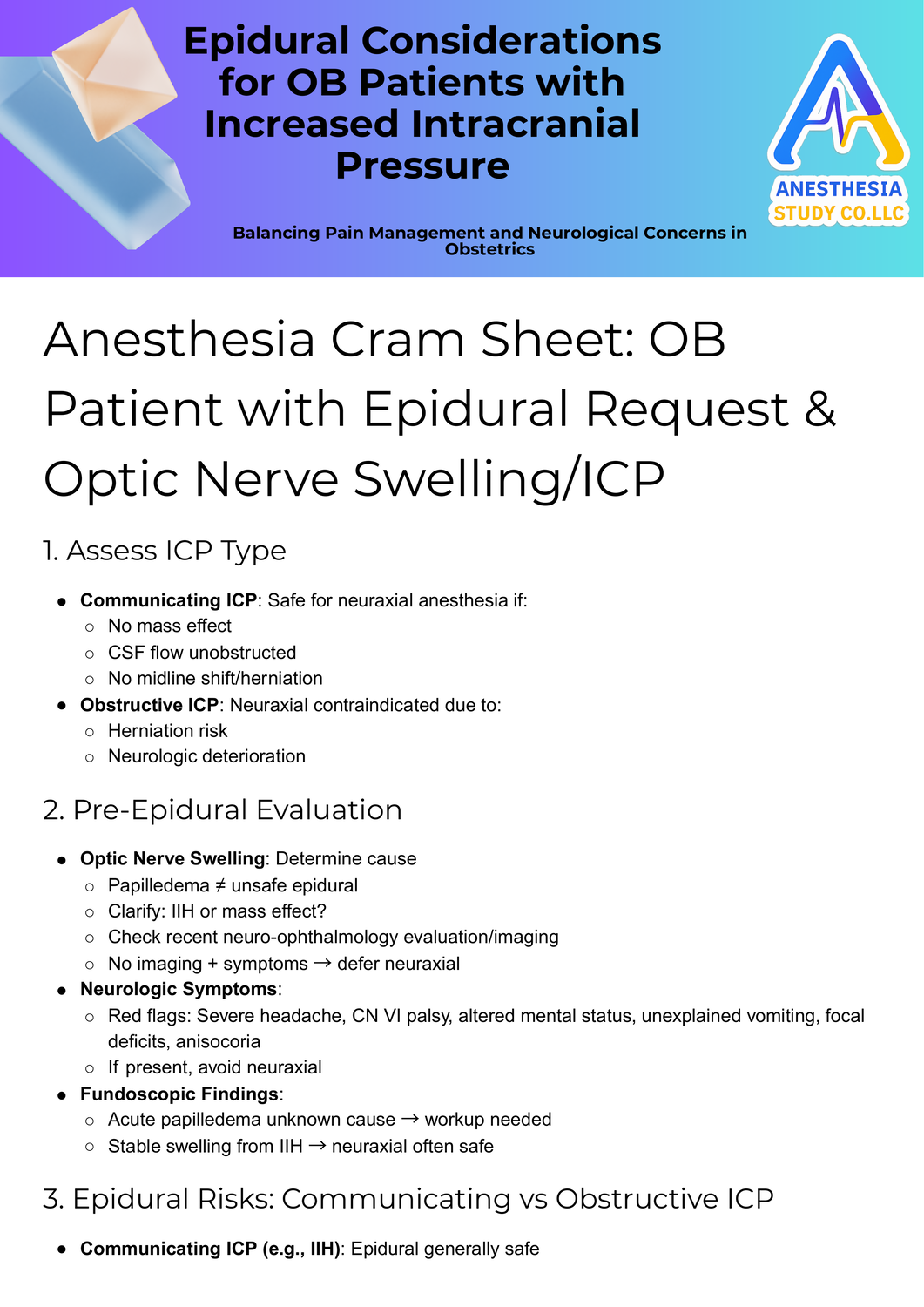 OB Epidural Request & Optic Nerve Swelling