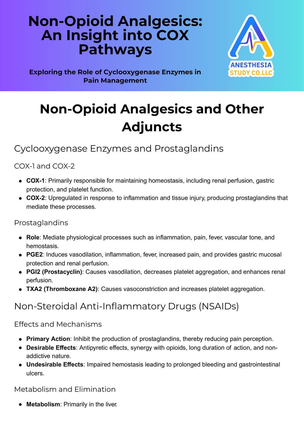 Non-Opioid Analgesics: An Insight into COX Pathways