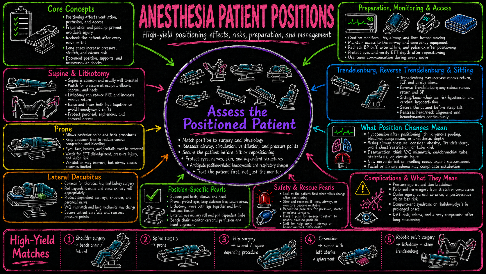 Patient Positioning – Anesthesia Mind Map