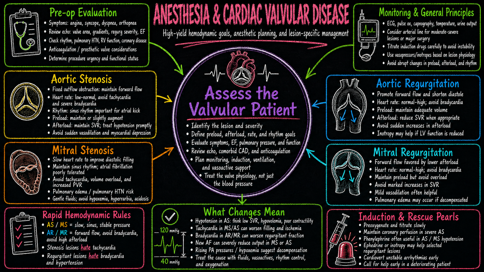Cardiac Valvular Disease – Anesthesia Mind Map