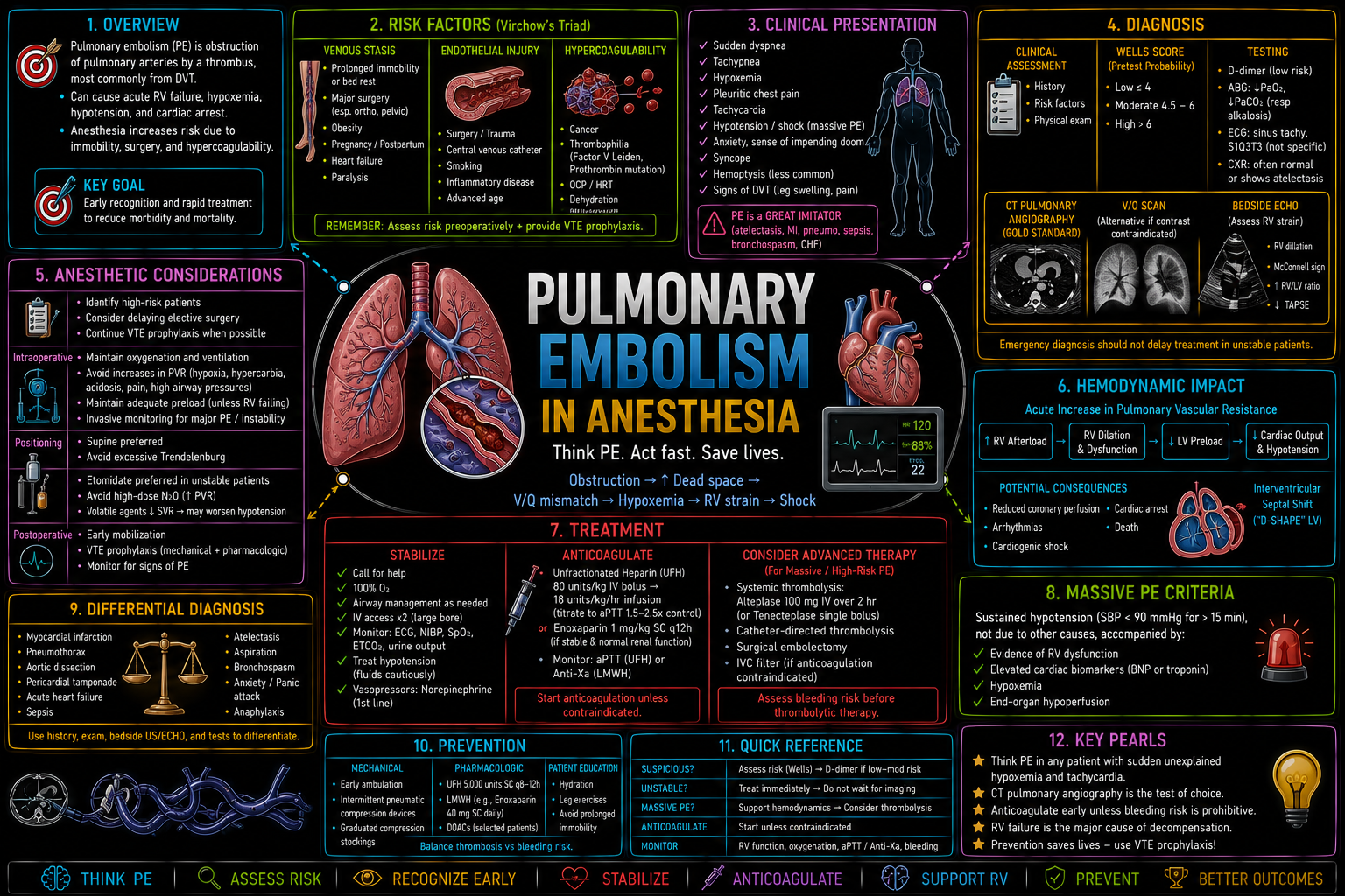 Pulmonary Embolism – Think Fast – Anesthesia Mind Map