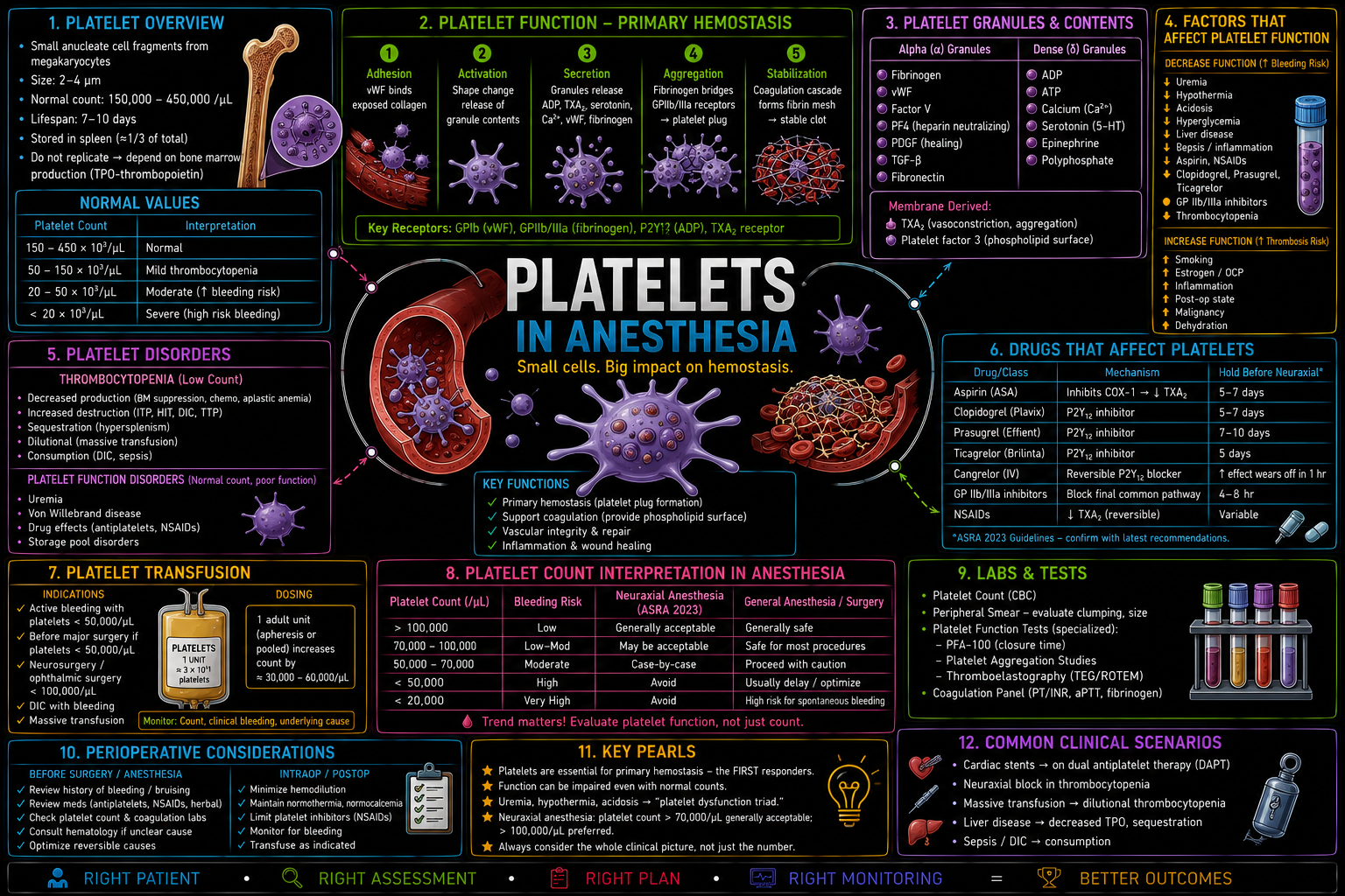 Platelets – Anesthesia Mind Map