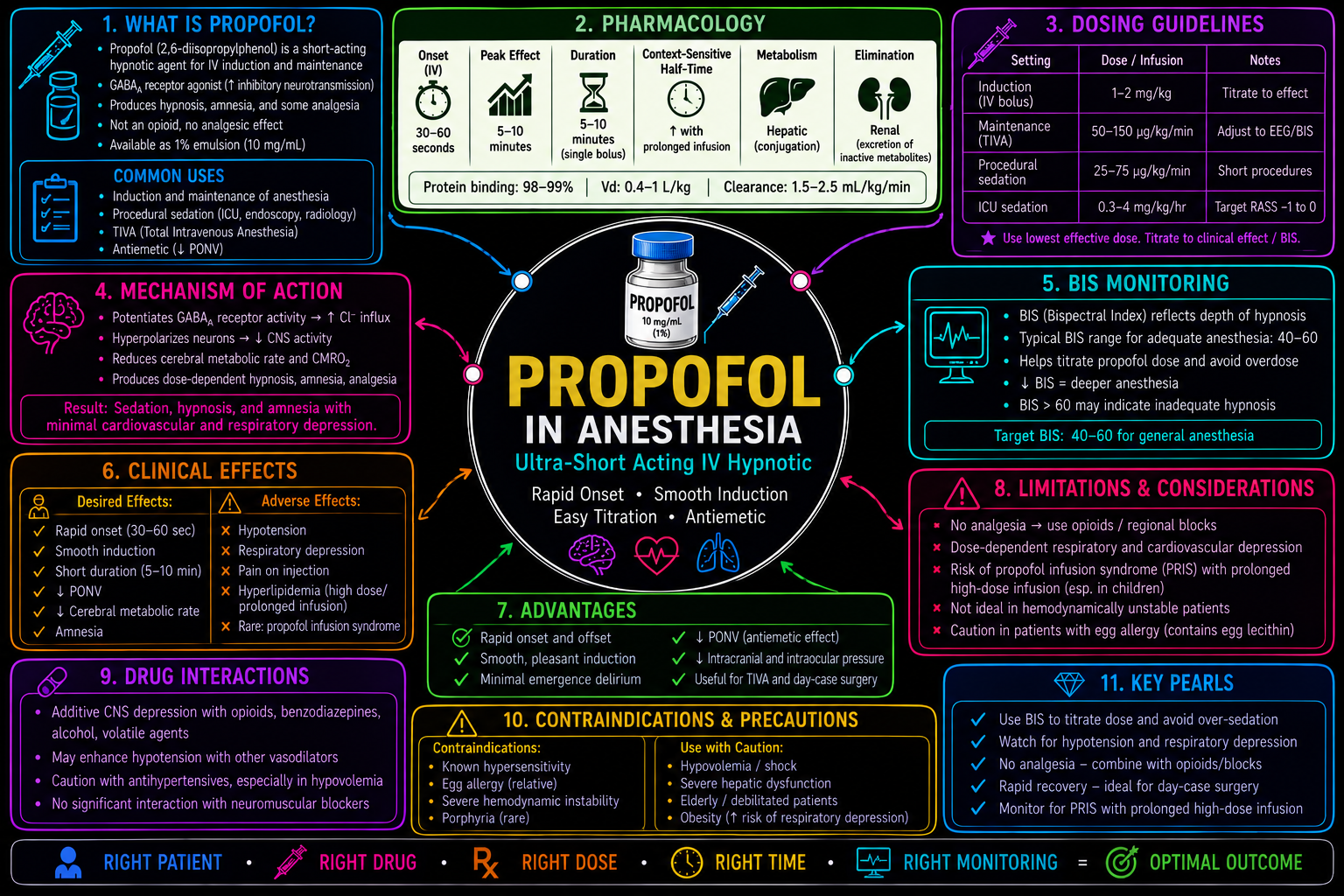 Propofol – Anesthesia Mind Map