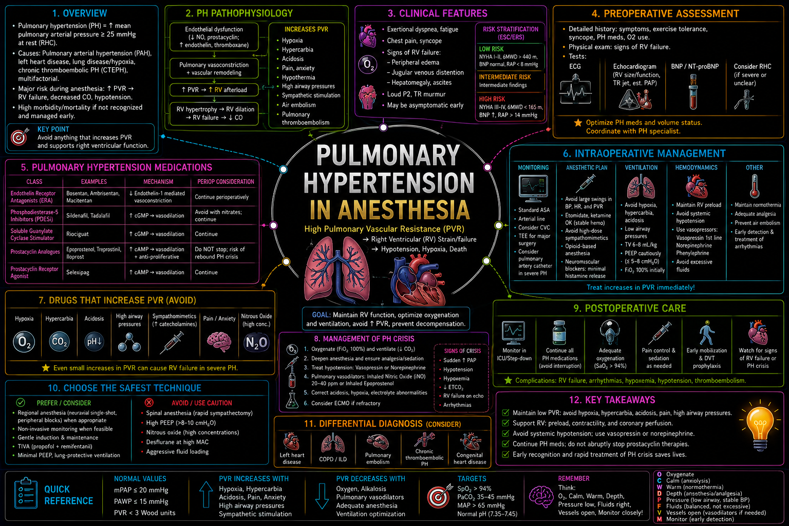 Pulmonary Hypertension – Anesthesia Mind Map