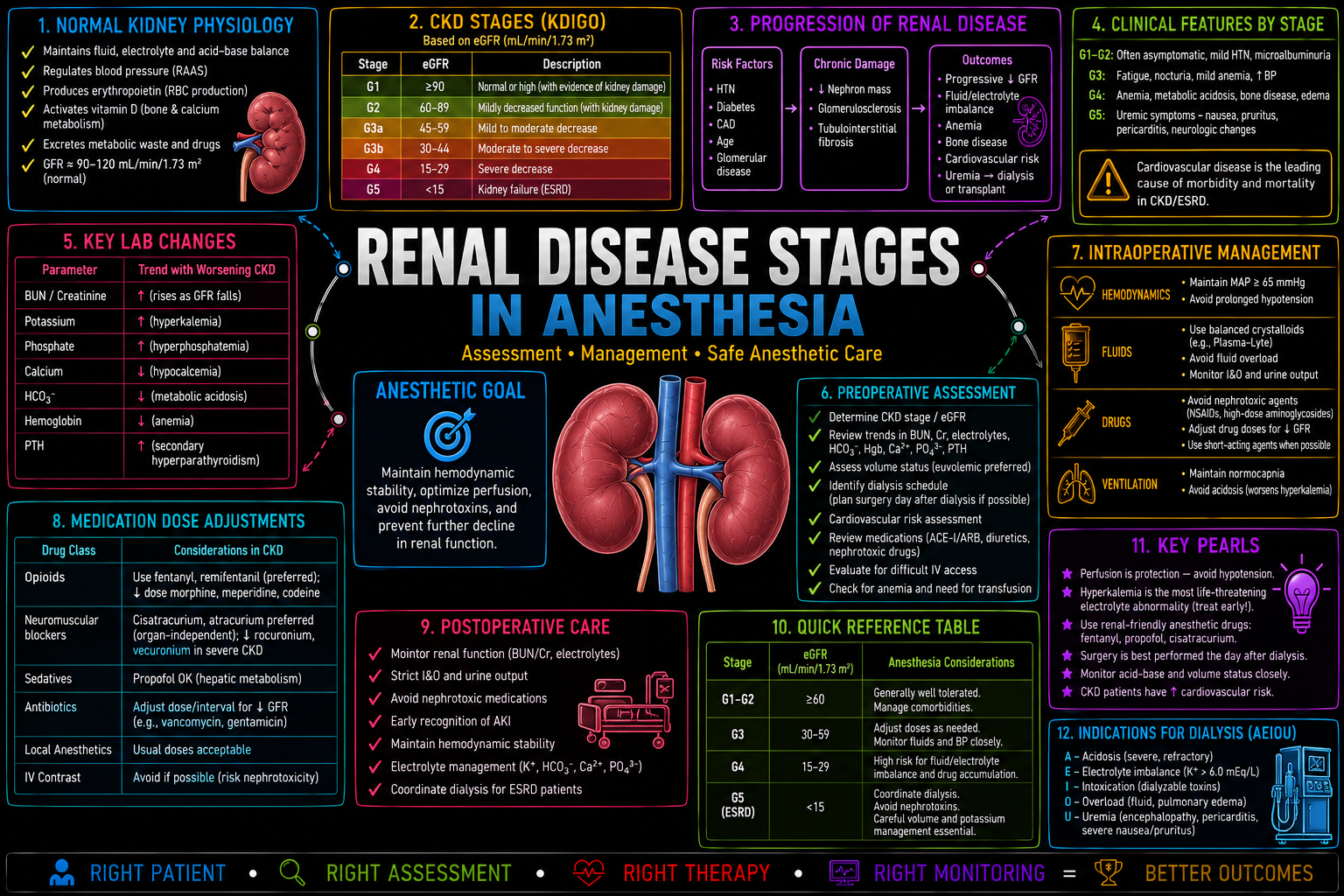 RENAL / AKI Staging – Anesthesia Mind Map